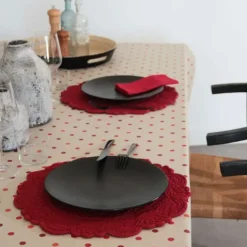 Set de table rond lavable matelassé coton