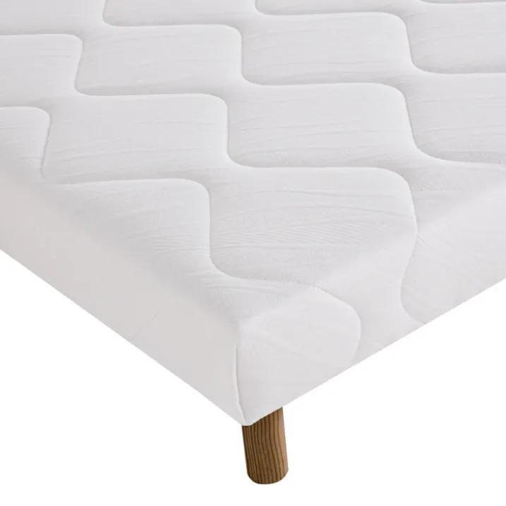 Sommier tapissier bois massif blanc avec pieds