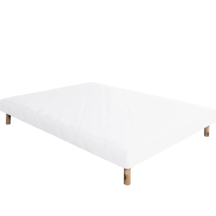 Sommier tapissier bois massif blanc avec pieds