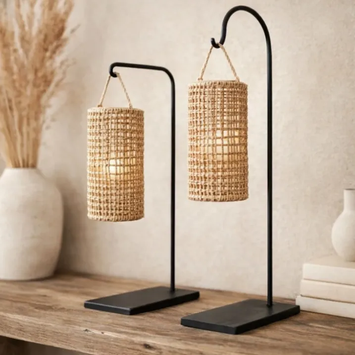 Support de lampe métal brut carré