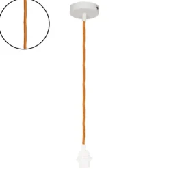 Suspension avec douille blanche et câble tissé