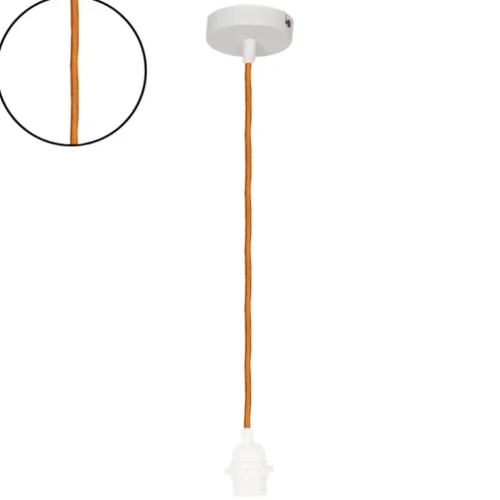 Suspension avec douille blanche et câble tissé