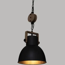 Suspension avec poulie en métal et bois