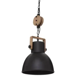 Suspension avec poulie en métal et bois