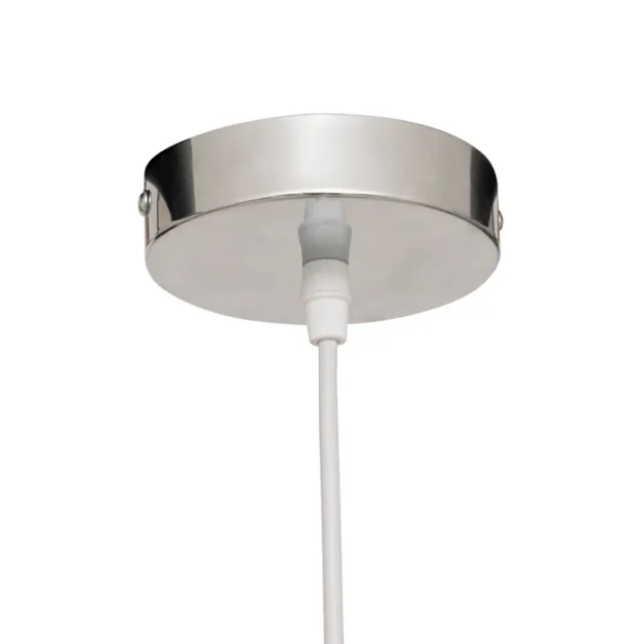 Suspension en métal effet chrome avec globe en verre