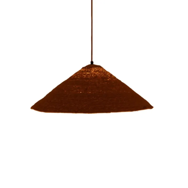 Suspension luminaire chapeau jonc naturel