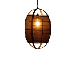 Suspension luminaire en lin et bambou