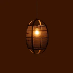 Suspension luminaire en lin et bambou