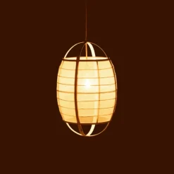 Suspension luminaire en lin et bambou
