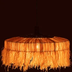 Suspension ronde en raphia