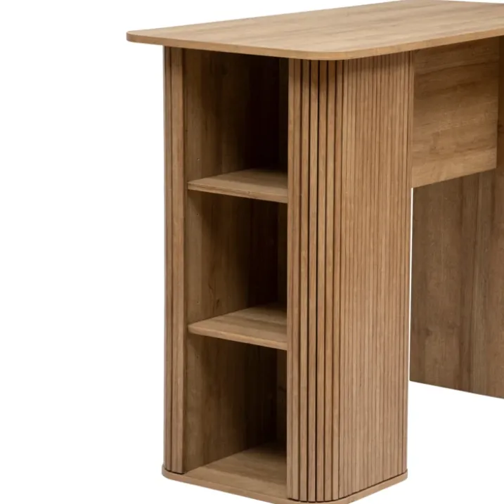 Table bar aspect bois avec rangements intégrés