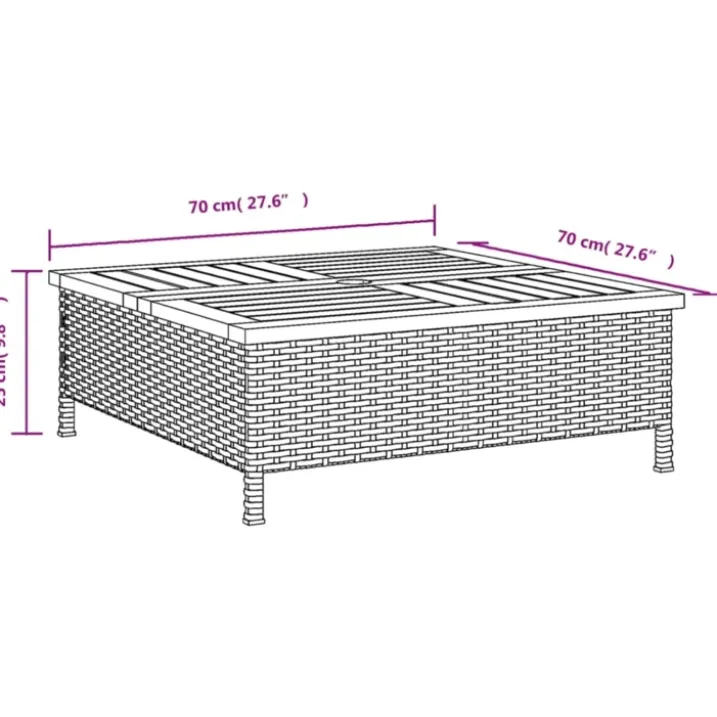 Table basse de jardin en bois et résine tressée