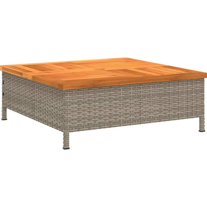 Table basse de jardin en bois et résine tressée