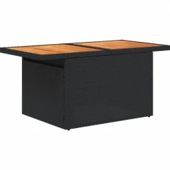 Table basse de jardin relevable en résine tressée et bois