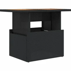 Table basse de jardin relevable en résine tressée et bois