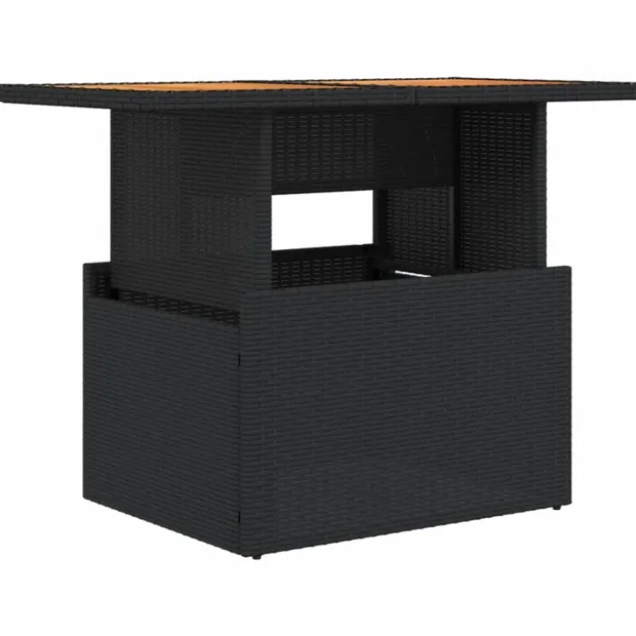 Table basse de jardin relevable en résine tressée et bois