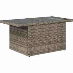 Table basse de jardin relevable avec plateau en verre