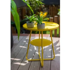 Table basse ronde effet indus