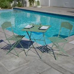 Table carrée de jardin pliante en acier