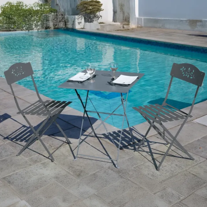 Table carrée de jardin pliante en acier