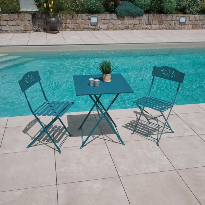 Table carrée de jardin pliante en acier
