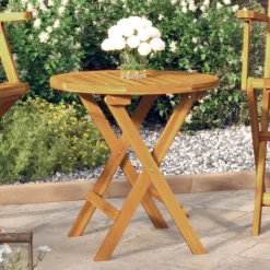 Table de bistro pliante ronde en bois