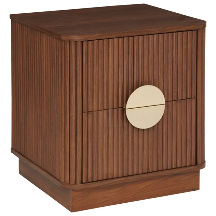 Table de chevet cannelé 2 tiroirs en bois