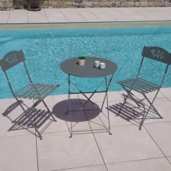 Table de jardin pliante en acier ronde