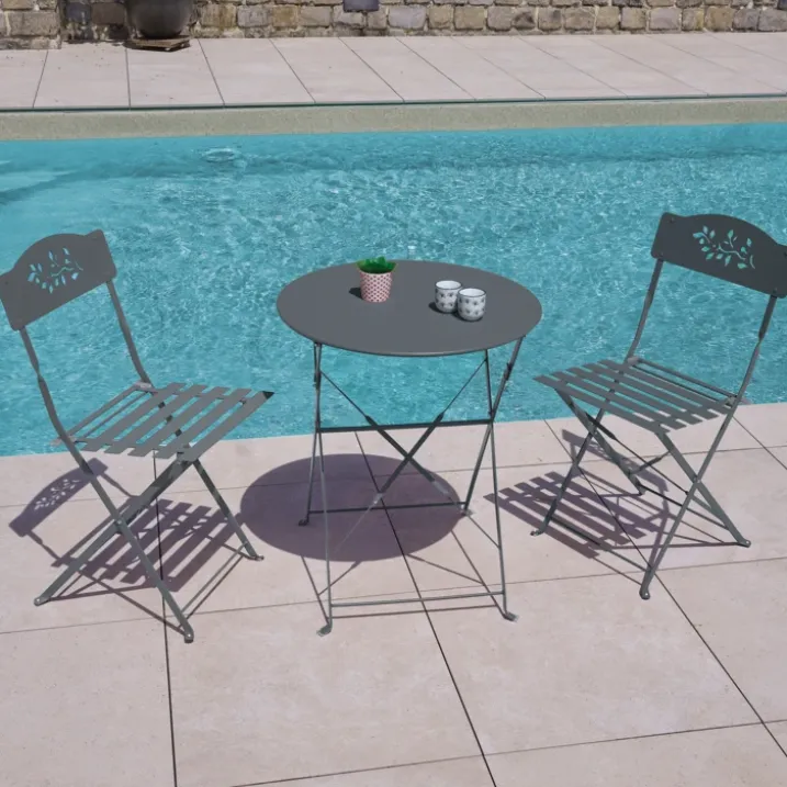 Table de jardin pliante en acier ronde