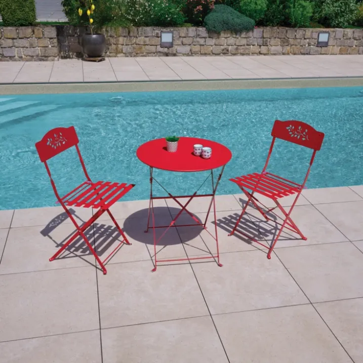 Table de jardin pliante en acier ronde