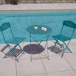 Table de jardin pliante en acier ronde