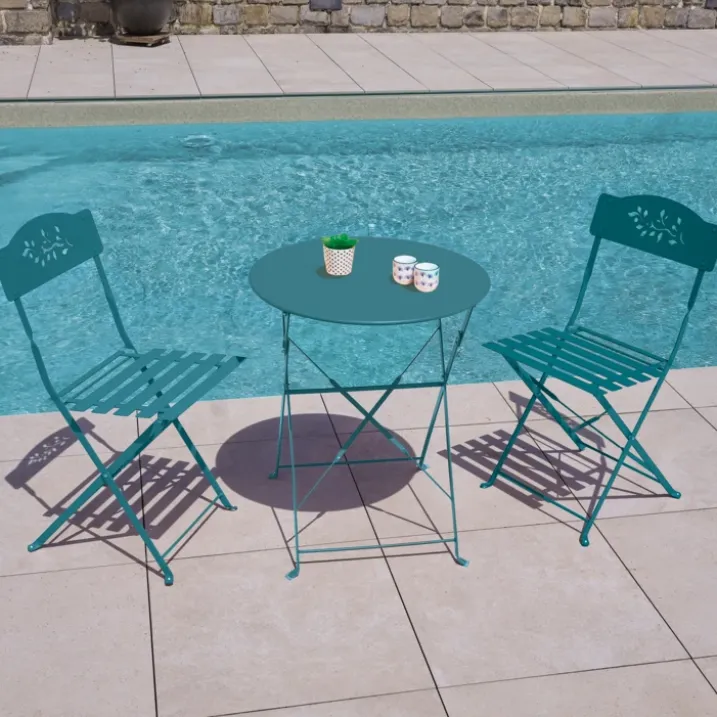 Table de jardin pliante en acier ronde