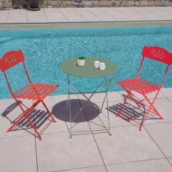 Table de jardin pliante en acier ronde
