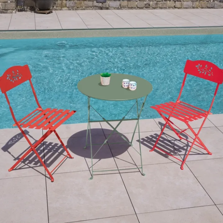 Table de jardin pliante en acier ronde