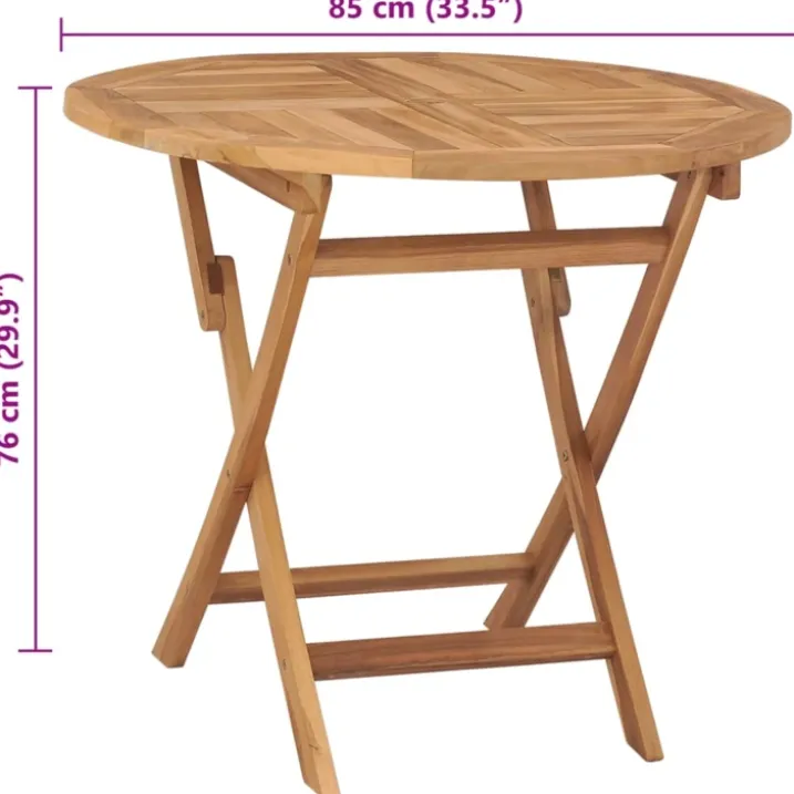 Table extérieur ronde pliante en bois