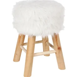 Tabouret avec assise en fourrure