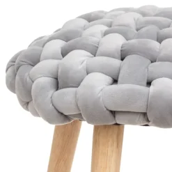 Tabouret déco en tricot de velours