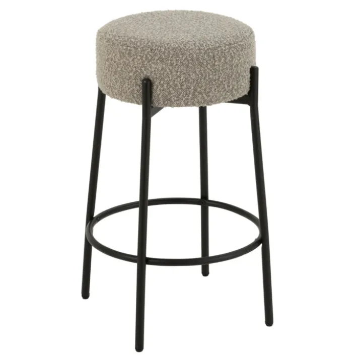 Tabouret de bar en tissu bouclette et métal