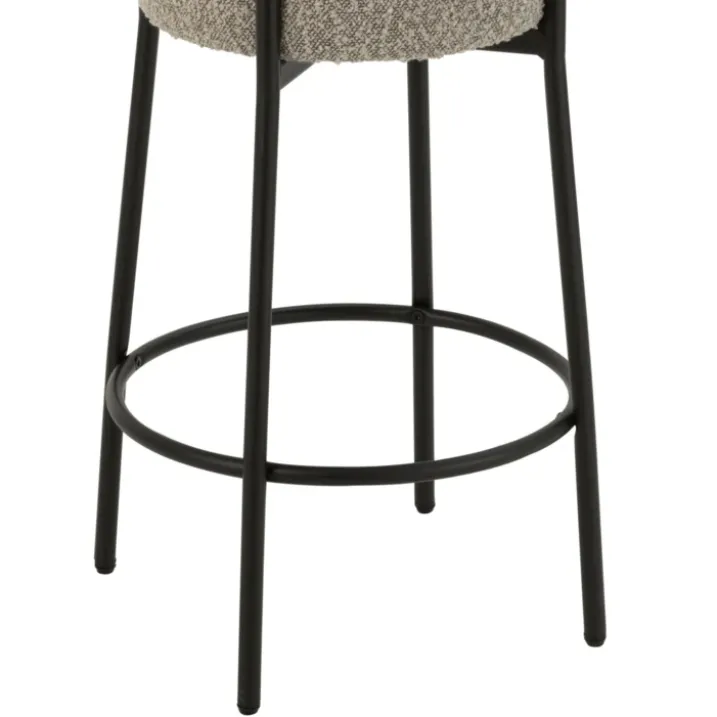 Tabouret de bar en tissu bouclette et métal