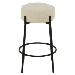 Tabouret de bar en tissu bouclette et métal