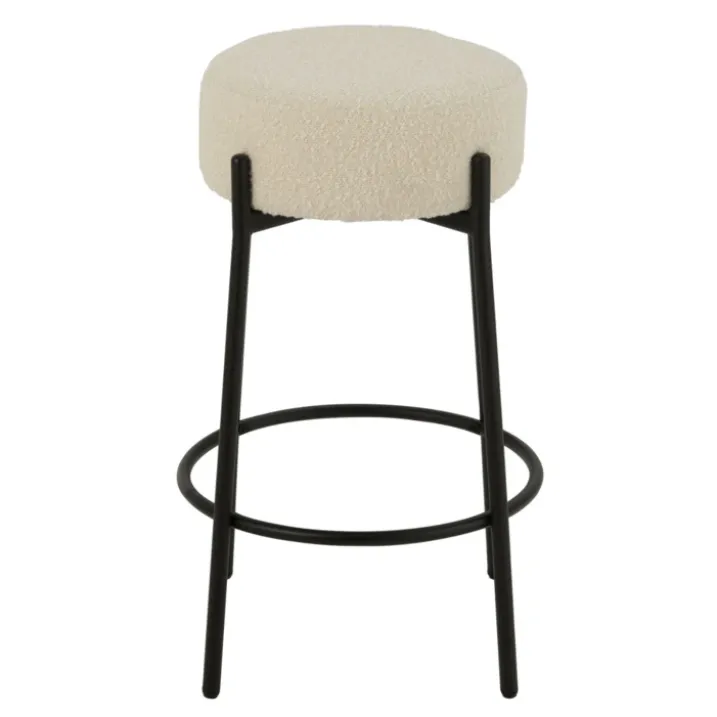 Tabouret de bar en tissu bouclette et métal
