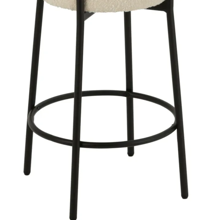 Tabouret de bar en tissu bouclette et métal