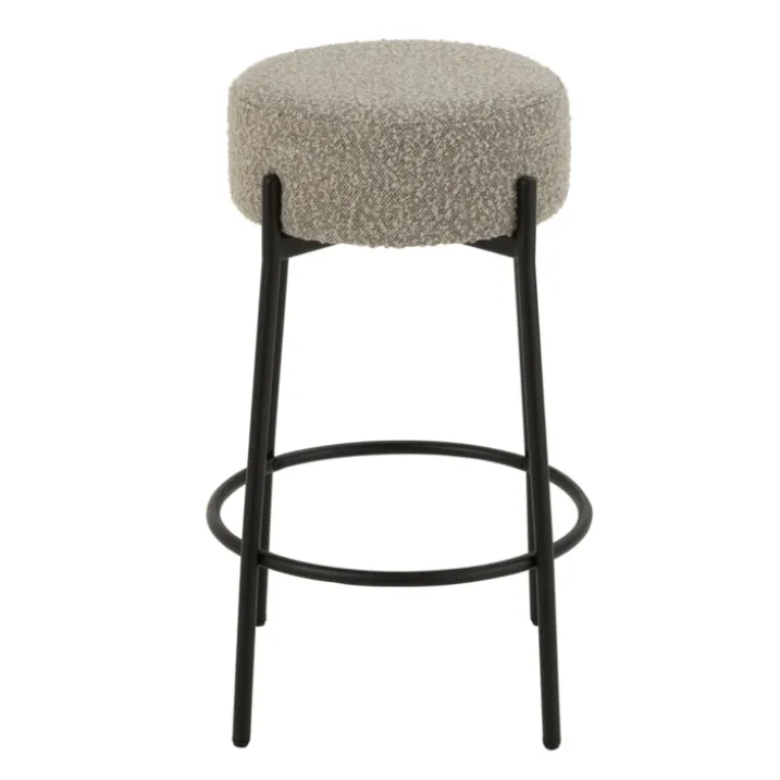 Tabouret de bar en tissu bouclette et métal