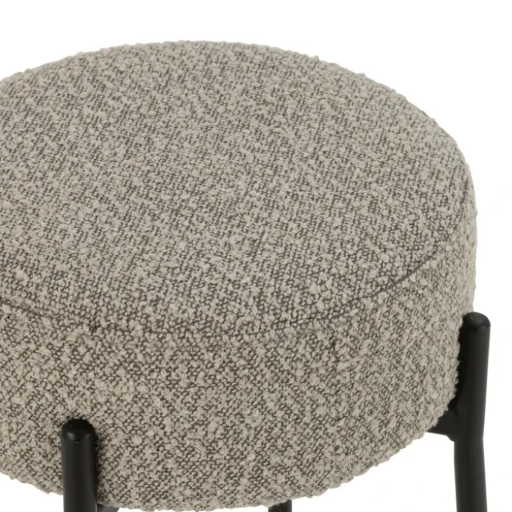 Tabouret de bar en tissu bouclette et métal