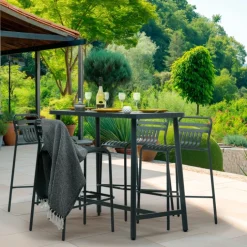 Tabouret extérieur haut avec dossier