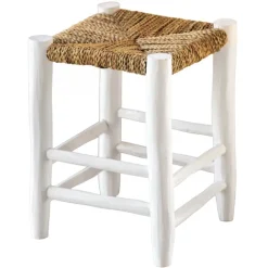 Tabouret Marocain blanc en bois