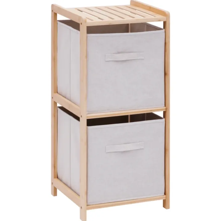 Étagère de rangement 2 niveaux avec boîtes tissu
