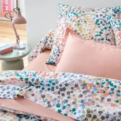 Taie de traversin percale de coton 80 fils motif floral
