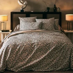 Taie de traversin percale de coton léopard