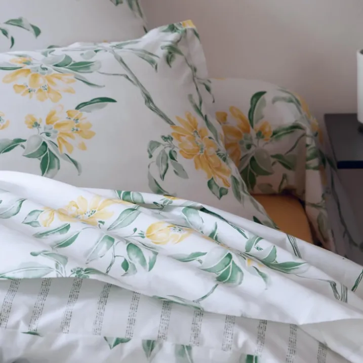 Taie de traversin percale de coton floral